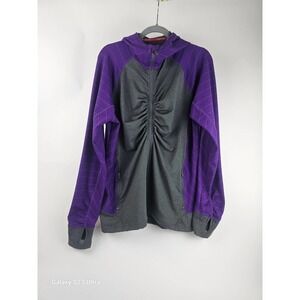 Women's , Land's End, szXL (18) athletic warm up jacket, gray/purple